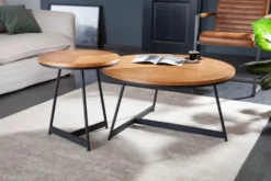 Runder Beistelltisch OAK ELEGANCE 45cm Eiche-Design schwarzes Metallgestell