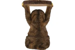 Runder Beistelltisch SLOTH 50cm grau braun Faultier-Skulptur handmade