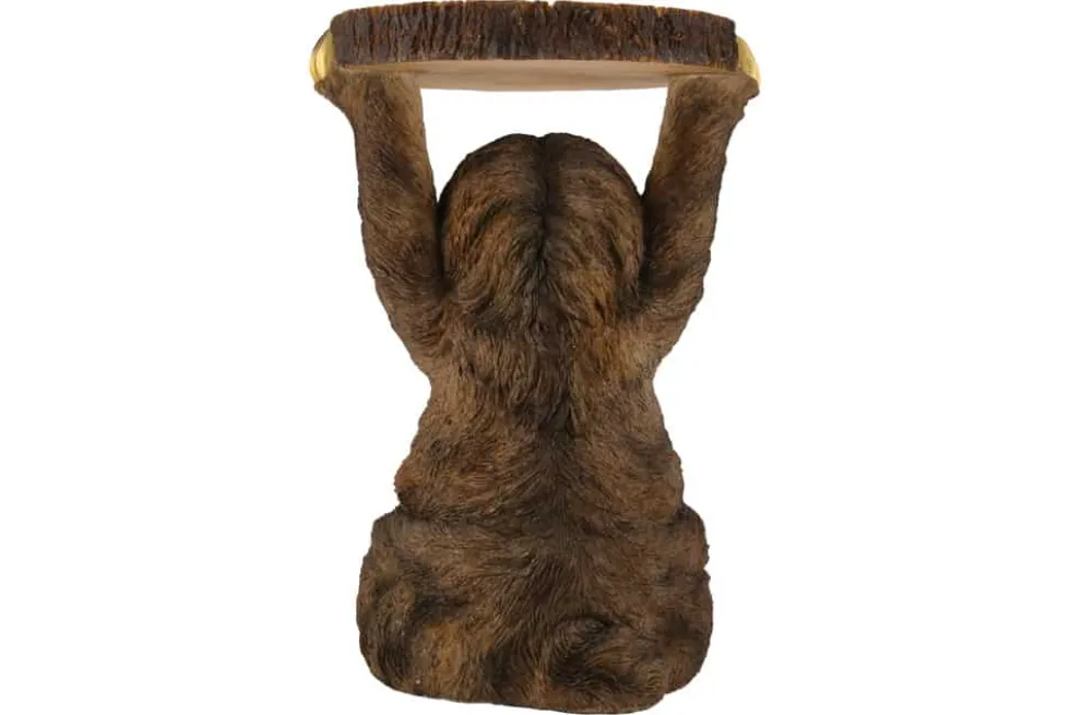 Runder Beistelltisch SLOTH 50cm grau braun Faultier-Skulptur handmade