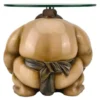 Runder Beistelltisch SUMO 30cm natur beige Skulptur handmade