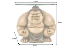 Runder Beistelltisch SUMO 30cm natur beige Skulptur handmade