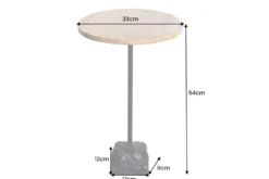Runder Beistelltisch TRAYFUL 55cm natur Mangoholz Massivholz Marmorfuß Metall schwarz