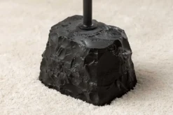Runder Beistelltisch TRAYFUL 55cm natur Mangoholz Massivholz Marmorfuß Metall schwarz