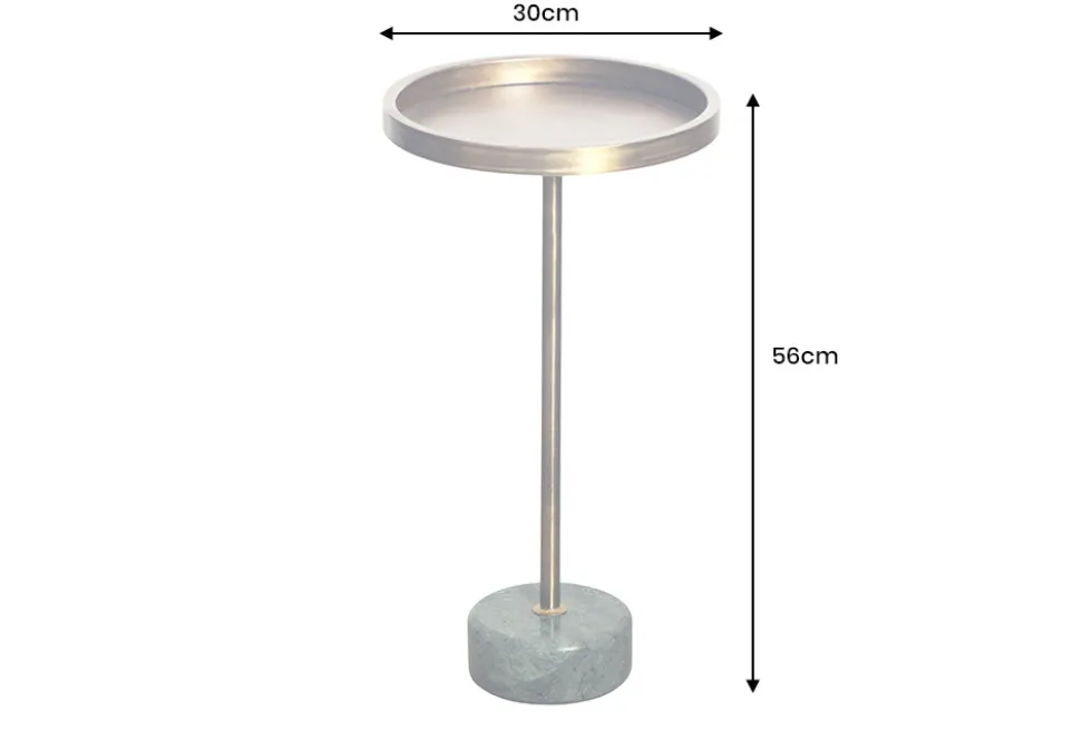 Runder Beistelltisch TRAYFUL 60cm messing antik Eisen grün Marmorfuß handmade