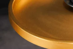 Runder Beistelltisch TRAYFUL 60cm gold Eisen weiß Marmorfuß handmade