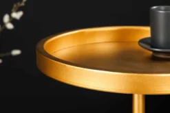 Runder Beistelltisch TRAYFUL 60cm gold Eisen weiß Marmorfuß handmade
