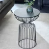 Runder Beistelltisch VARIATION 55cm schwarz Eisen Metallgestell handmade