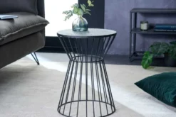 Runder Beistelltisch VARIATION 45cm schwarz Metallgestell Eisen handmade