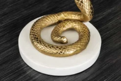 Runder Beistelltisch WILDLIFE COBRA 65cm gold weiß Marmor Schlangen-Skulptur handmade
