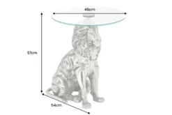 Runder Beistelltisch WILDLIFE LION 60cm silber antik Metall Glas Löwen Skulptur