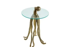 Runder Beistelltisch WILDLIFE OCTOPUS 70cm messing gold Metall Glas Skulptur handmade