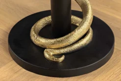 Runder Beistelltisch WILDLIFE SNAKE 55cm weiß Marmor gold schwarz Schlange Skulptur