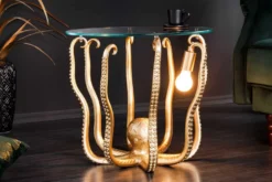 Runder Beistelltisch WILDLIFE OCTOPUS 50cm gold Skulptur Glas