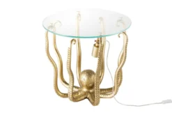 Runder Beistelltisch WILDLIFE OCTOPUS 50cm gold Skulptur Glas