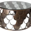 Runder Couchtisch ABSTRACT 60cm antik messing Metall Glas Industrial Fischschuppen Design