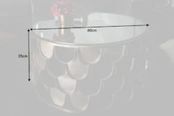 Runder Couchtisch ABSTRACT 60cm antik messing Metall Glas Industrial Fischschuppen Design