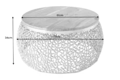 Runder Couchtisch ABSTRACT LEAF 75cm gold Metall massiv Akazienholz filigrane Handarbeit