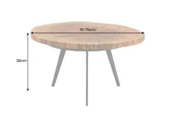 Runder Couchtisch ARBOR 75cm natur Eiche Massivholz schwarz Metall Beistelltisch