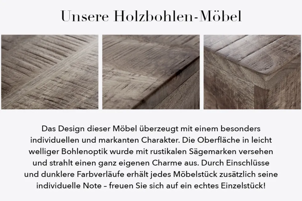 Runder Couchtisch DRUMP STORAGE 70cm grau silber Mangoholz massiv mit Stauraum handmade