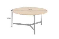 Runder Couchtisch FUSION 70cm Baumscheibe Eiche schwarz Metall Beistelltisch