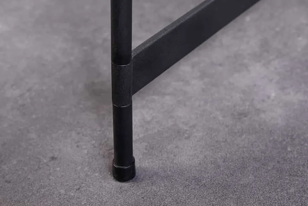 Runder Couchtisch FUSION 70cm Baumscheibe Eiche schwarz Metall Beistelltisch