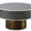 Runder Couchtisch HARMONY NATURE 60cm schwarz weiß gold mit Mosaik