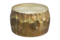 Runder Couchtisch ORGANIC ORIENT 70cm gold Metall Hammerschlag 3D-Design handmade