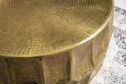 Runder Couchtisch ORGANIC ORIENT 70cm gold Metall Hammerschlag 3D-Design handmade