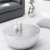 Runder Couchtisch ORIENT II 60cm silber Metall Aluminium Hammerschlag Design handmade