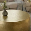 Runder Couchtisch ORIENT III 60cm gold Metall Hammerschlag Design handmade