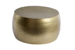 Runder Couchtisch ORIENT III 60cm gold Metall Hammerschlag Design handmade