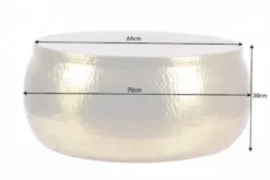 Runder Couchtisch ORIENT STORAGE 70cm gold Metall mit Stauraum Hammerschlag Design handmade