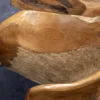 Runder Couchtisch ROOT 100cm natur Teak Massivholz aus Wurzelholz mit Glasplatte