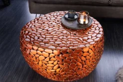 Runder Couchtisch STONE MOSAIC 75cm kupfer Metall Mosaik handmade