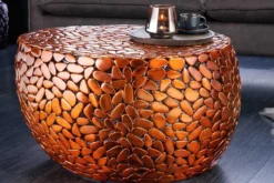 Runder Couchtisch STONE MOSAIC 75cm kupfer Metall Mosaik handmade