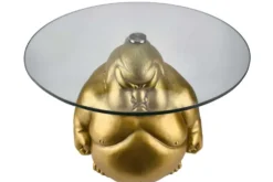 Runder Couchtisch SUMO 55cm gold Skulptur handmade