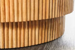 Runder Couchtisch TRES CHIC 60cm weiß Marmor natur Mangoholz mit Stauraum