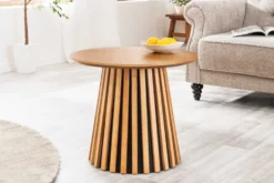 Runder Couchtisch VALHALLA WOOD 50cm natur Eichenholz Säulenfuß