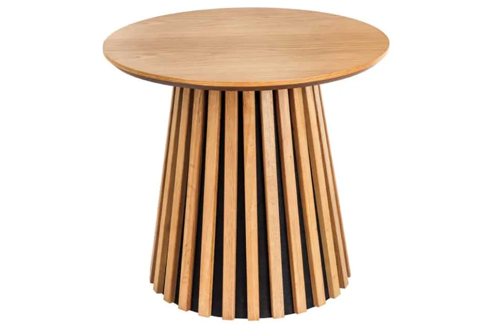 Runder Couchtisch VALHALLA WOOD 50cm natur Eichenholz Säulenfuß