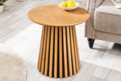 Runder Couchtisch VALHALLA WOOD 50cm natur Eichenholz Säulenfuß