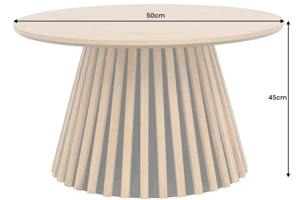 Runder Couchtisch VALHALLA WOOD 50cm natur Eichenholz Säulenfuß