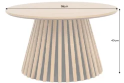 Runder Couchtisch VALHALLA WOOD 70cm natur Eichenholz Säulenfuß