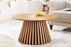 Runder Couchtisch VALHALLA WOOD 70cm natur Eichenholz Säulenfuß