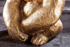 Runder Couchtisch WILDLIFE KONG 60cm gold Metall Glas Affenfigur Gorilla Skulptur handmade