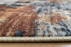 Runder Design Teppich MODERN ART 230cm beige grau kupfer Kurzflor Indoor