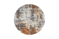 Runder Design Teppich MODERN ART 150cm beige grau kupfer Kurzflor Indoor