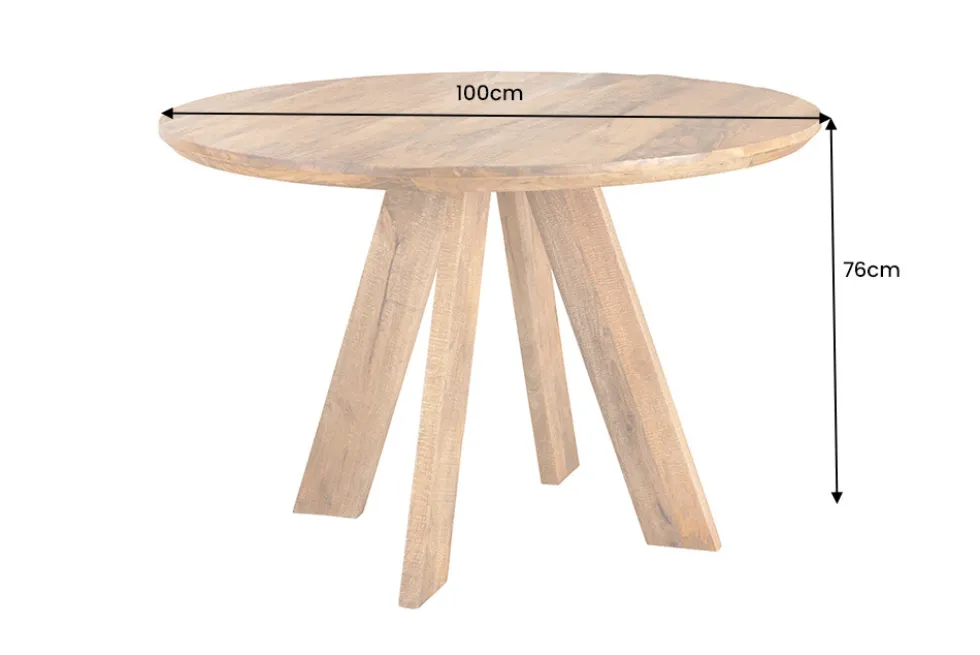 Runder Esstisch ART WOOD 100cm braun massiv Mangoholz