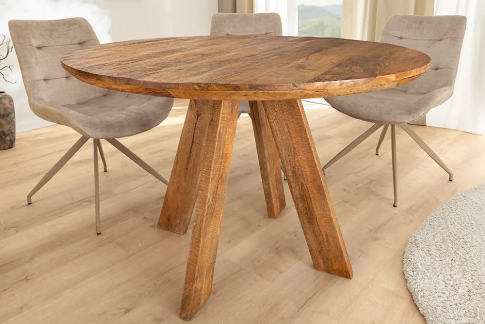 Runder Esstisch ART WOOD 100cm braun massiv Mangoholz