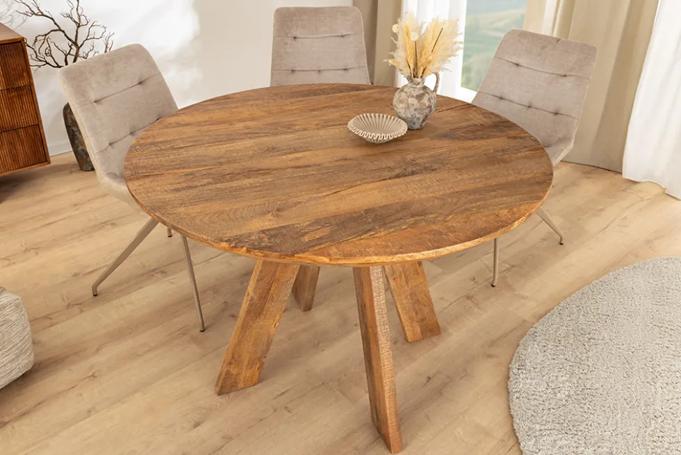 Runder Esstisch ART WOOD 100cm braun massiv Mangoholz
