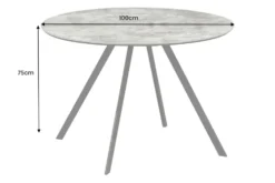 Runder Esstisch ATELIER 100cm grau Beton-Design schwarz Metall